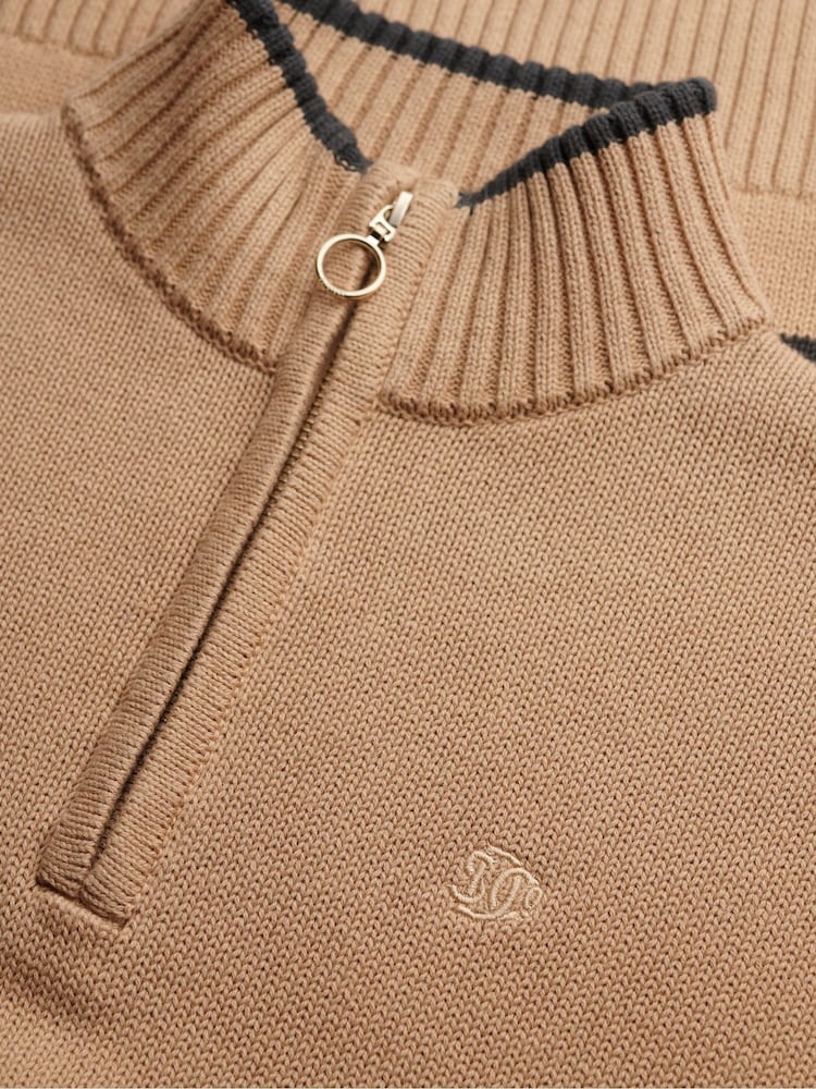 Superdry Brown Knitted Half Zip Jumper - Image 2 of 2