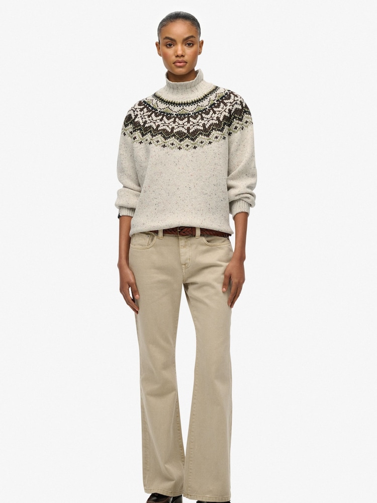 Buy Superdry Cream Fairisle Pattern High Neck Jumper from Next New