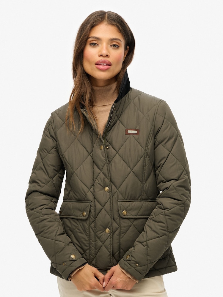 Superdry Green Cord Trimmed Liner Jacket - Image 1 of 7 Superdry Green Cord Trimmed Liner Jacket - Image 1 of 7