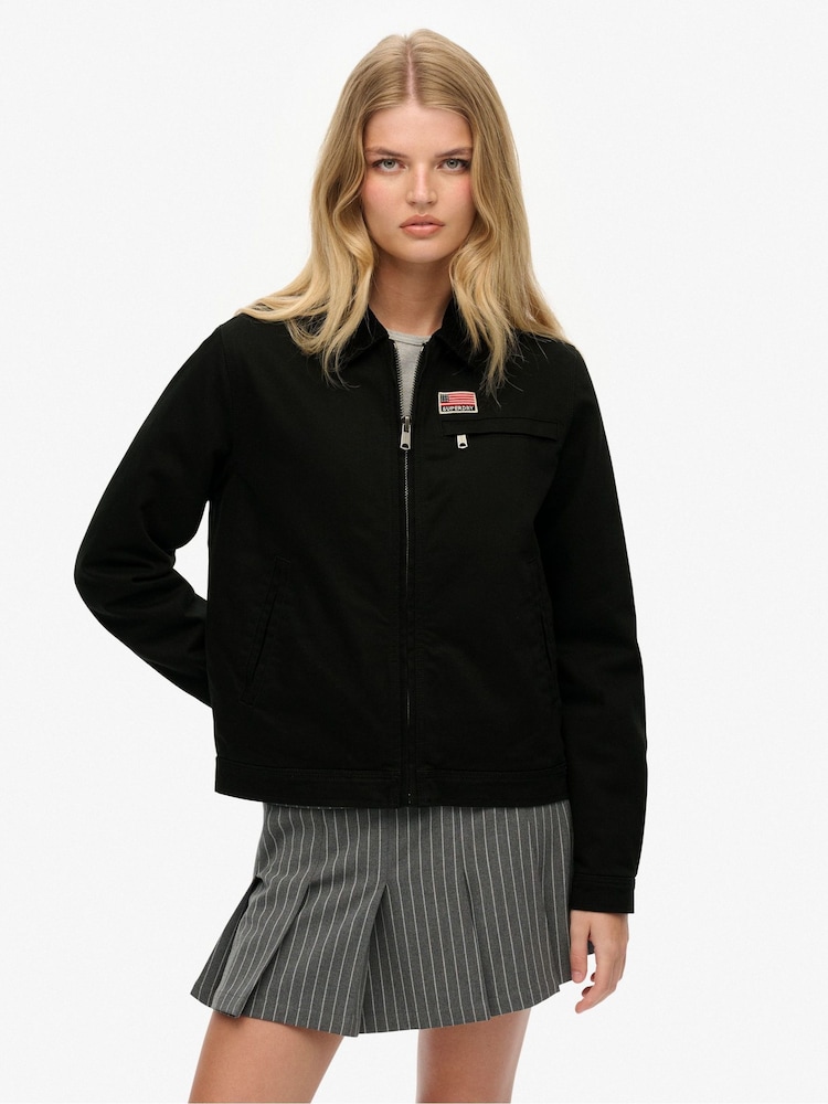 Superdry Black Cord Collar Quilt Ranch Jacket - Image 1 of 7 Superdry Black Cord Collar Quilt Ranch Jacket - Image 1 of 7