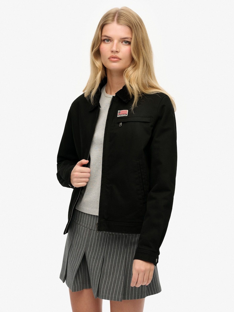 Superdry Black Cord Collar Quilt Ranch Jacket - Image 2 of 7 Superdry Black Cord Collar Quilt Ranch Jacket - Image 2 of 7