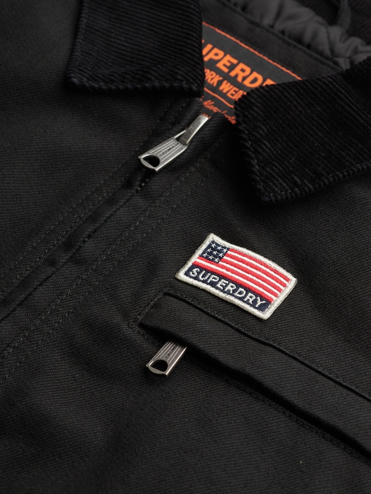 Superdry Black Cord Collar Quilt Ranch Jacket - Image 7 of 7 Superdry Black Cord Collar Quilt Ranch Jacket - Image 7 of 7