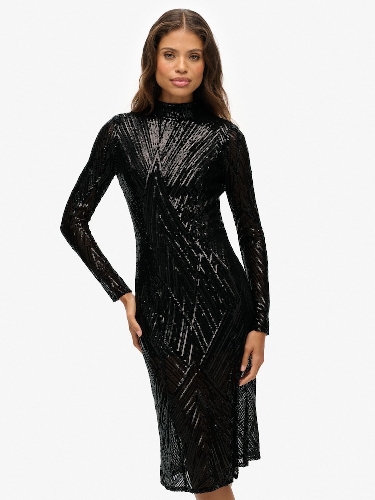 superdry dress black womens Broderie Tiered Mini Dress in Black