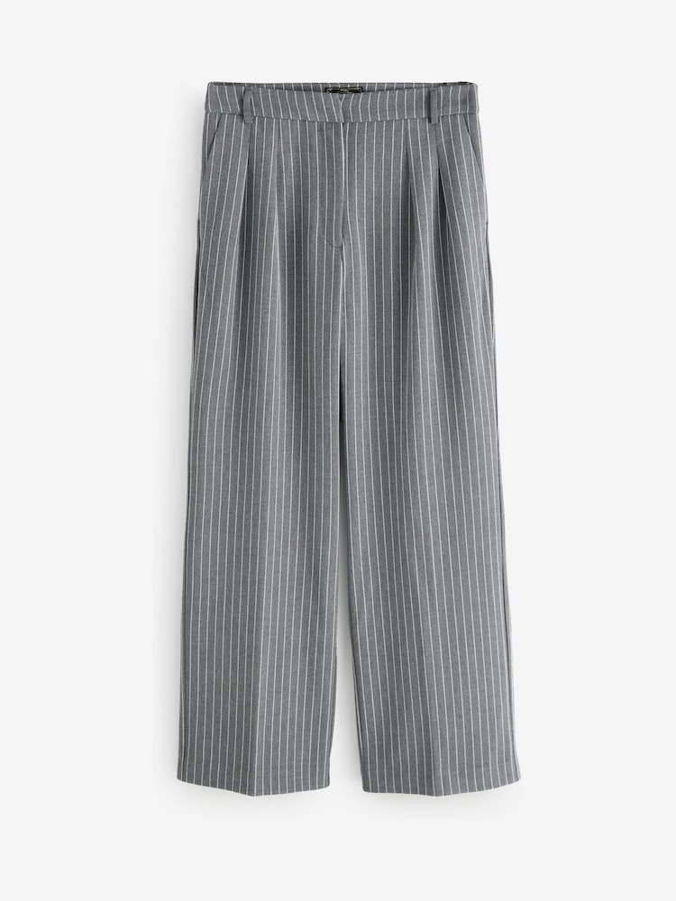 Superdry Grey Mid Rise Pinstripe Trousers - Image 1 of 1