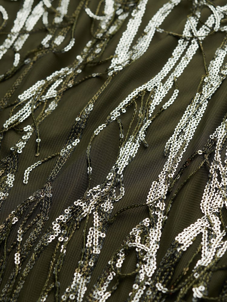 Superdry Green Fringe Sequin Mini Dress - Image 2 of 2 Superdry Green Fringe Sequin Mini Dress - Image 2 of 2