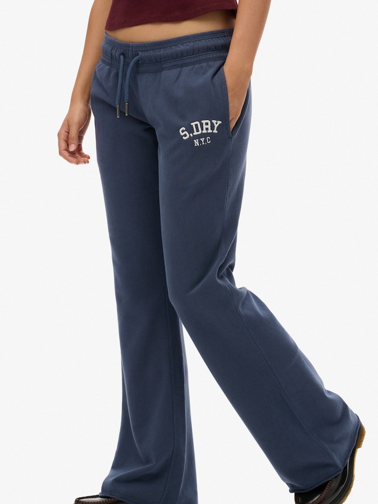 Superdry Blue Athletic Emb Flare Joggers - Image 2 of 7 Superdry Blue Athletic Emb Flare Joggers - Image 2 of 7