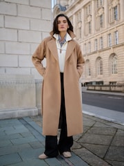 Superdry Brown Relaxed Long Wool Coat - Image 9 of 12