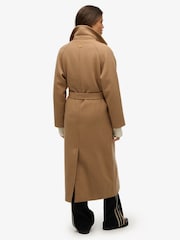 Superdry Brown Relaxed Long Wool Coat - Image 2 of 6
