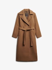 Superdry Brown Relaxed Long Wool Coat - Image 5 of 6