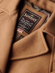 Superdry Brown Relaxed Long Wool Coat - Image 6 of 6