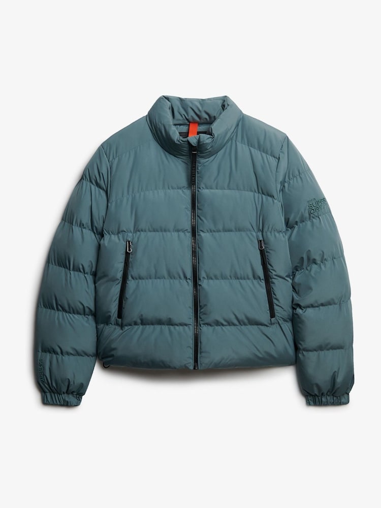Superdry Blue Non Hooded Sports Puffer Jacket - Image 6 of 6 Superdry Blue Non Hooded Sports Puffer Jacket - Image 6 of 6