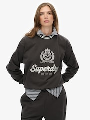 Superdry Black Country Club Loose Crew Sweatshirt - Image 1 of 5