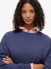 Superdry Blue Essential Logo Garment Dyed Crew Sweatshirt - Image 3 of 6