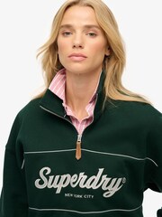 Superdry Green Country Club Loose 1/4 Zip Sweatshirt - Image 3 of 6