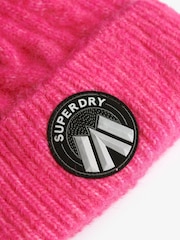 Superdry Pink 100% Cotton Cable Luxe Knit Beanie Hat - Image 2 of 2