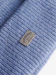 Superdry Blue Rib Knitted Beanie Hat - Image 2 of 2