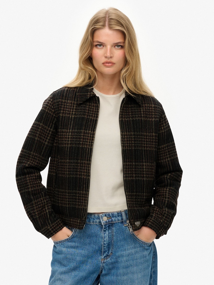 Superdry Brown Checked Ranch Quilted Jacket - Image 1 of 7 Superdry Brown Checked Ranch Quilted Jacket - Image 1 of 7