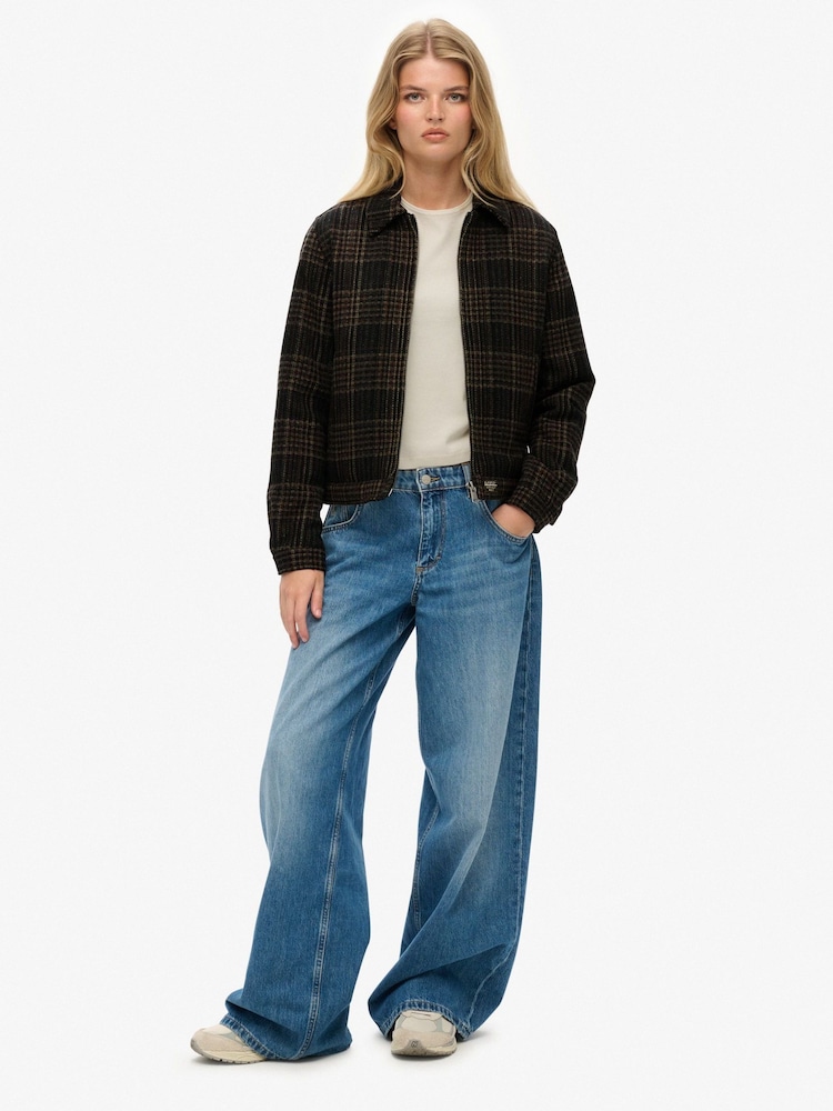 Superdry Brown Checked Ranch Quilted Jacket - Image 2 of 7 Superdry Brown Checked Ranch Quilted Jacket - Image 2 of 7