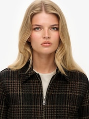 Superdry Brown Checked Ranch Quilted Jacket - Image 5 of 7