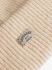Superdry Brown Rib Knitted Beanie Hat - Image 2 of 2