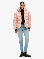 Superdry Pink Hooded Sports Puffer Jacket - Image 4 of 7