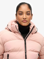 Superdry Pink Hooded Sports Puffer Jacket - Image 6 of 7