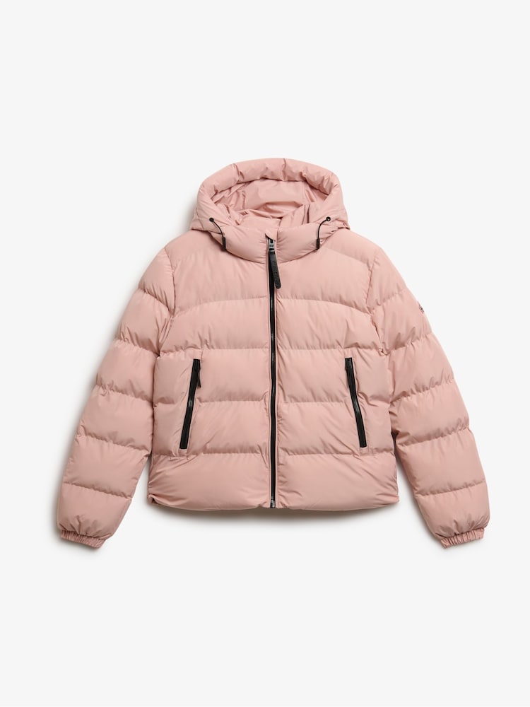 Superdry Pink Hooded Sports Puffer Jacket - Image 7 of 7 Superdry Pink Hooded Sports Puffer Jacket - Image 7 of 7
