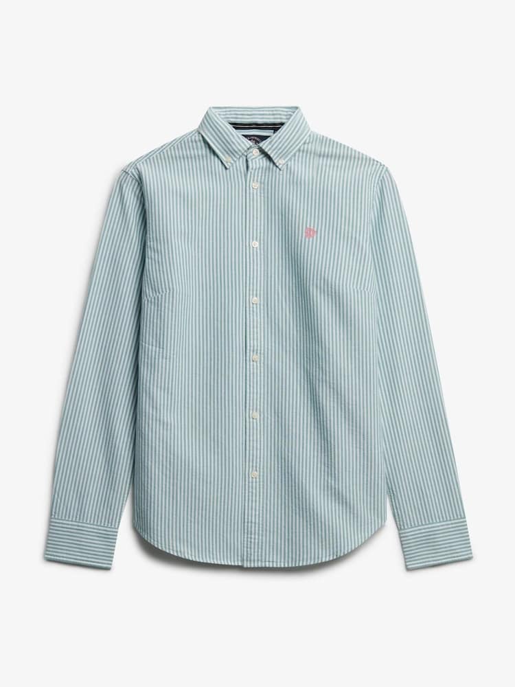 Superdry Green Slim Oxford Long Sleeve Shirt - Image 5 of 5 Superdry Green Slim Oxford Long Sleeve Shirt - Image 5 of 5