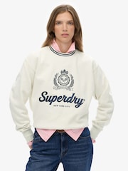 Superdry Cream Country Club Loose Crew Sweatshirt - Image 1 of 6