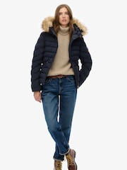 Superdry Blue Fuji Faux Fur Hood Padded Jacket - Image 2 of 6