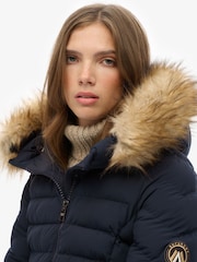 Superdry Blue Fuji Faux Fur Hood Padded Jacket - Image 4 of 6