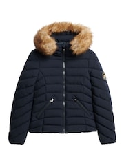 Superdry Blue Fuji Faux Fur Hood Padded Jacket - Image 5 of 6