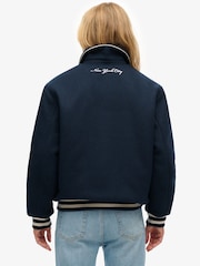 Superdry Blue Country Club Wool Bomber Jacket - Image 3 of 7