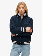 Superdry Blue Country Club Wool Bomber Jacket - Image 4 of 7