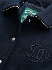 Superdry Blue Country Club Wool Bomber Jacket - Image 7 of 7