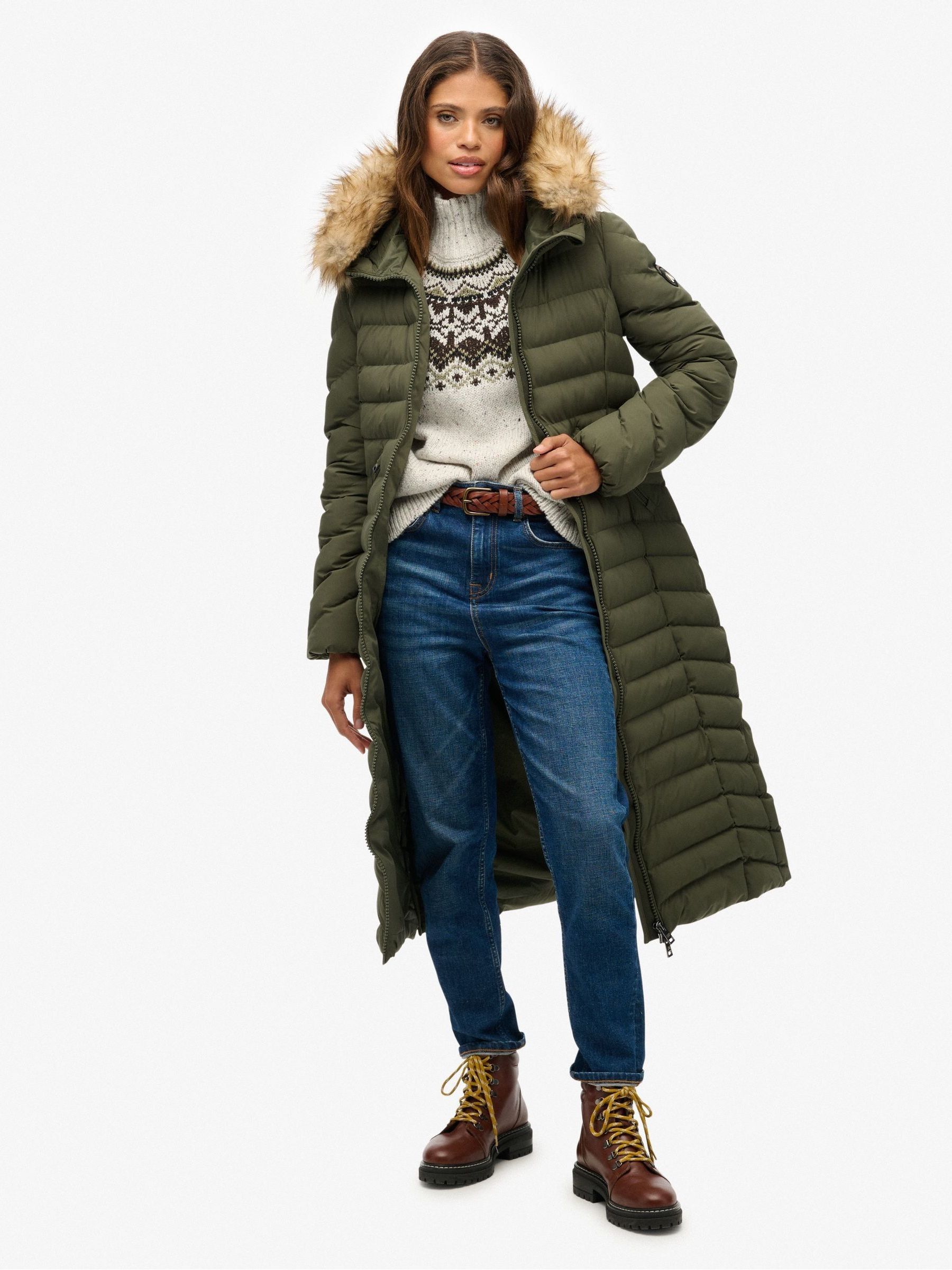 Next：日本 グリーン - Superdry Fuji フード付き ロングラインコート