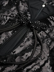 Superdry Black Mandarin Sequin Midi Dress - Image 2 of 2