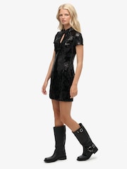 Superdry Black Mandarin Sequin Midi Dress - Image 5 of 7