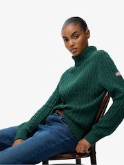 Superdry Green Slouchy Cable Roll Neck Jumper - Image 6 of 8