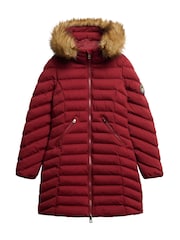 Κόκκινο - Superdry Fuji Faux Hood Mid Length Παλτό - Εικόνα 8 του 8