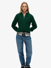 Superdry Green Brushed Cable Roll Neck Jumper - Image 2 of 5