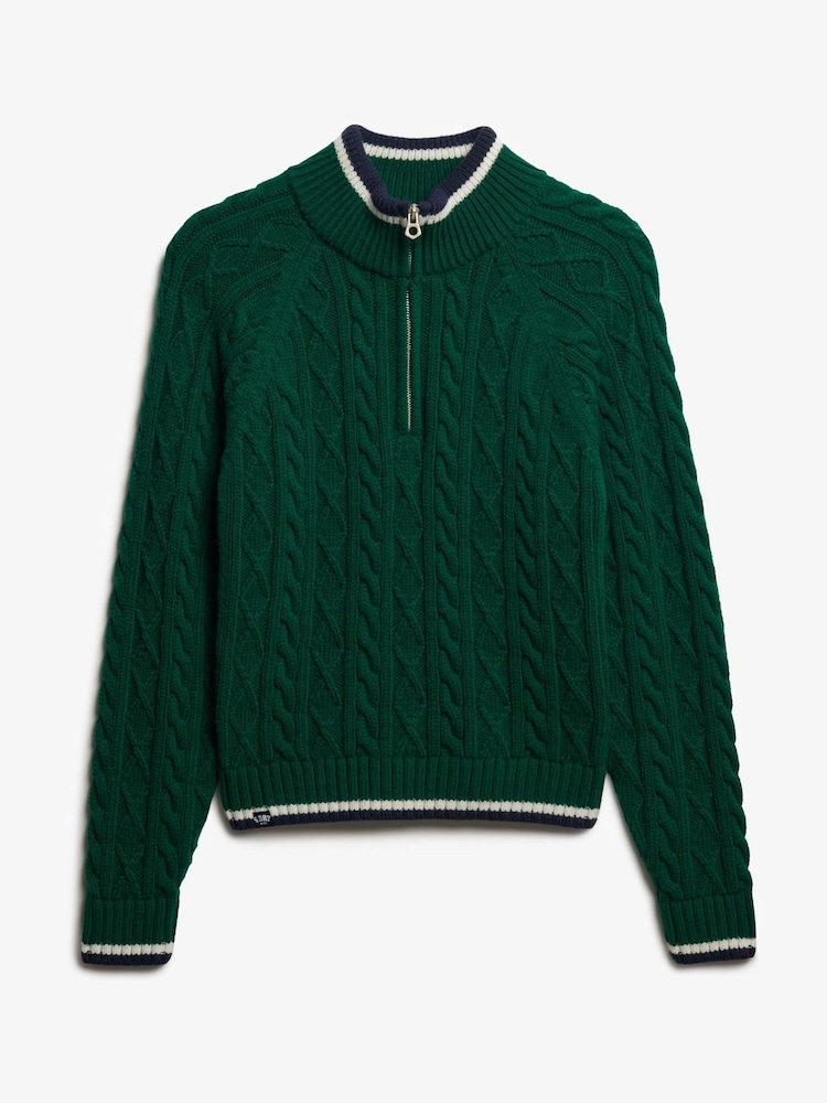 Superdry Green Brushed Cable Roll Neck Jumper - Image 5 of 5 Superdry Green Brushed Cable Roll Neck Jumper - Image 5 of 5