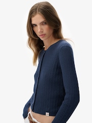 Superdry Blue Micro Cable Cardigan - Image 3 of 5
