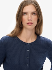 Superdry Blue Micro Cable Cardigan - Image 4 of 5