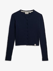 Superdry Blue Micro Cable Cardigan - Image 5 of 5