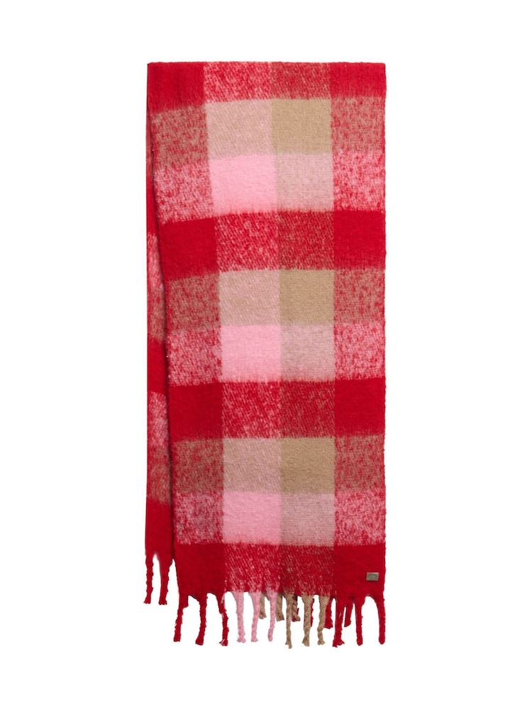 Superdry Pink Check Patterned Scarf - Image 1 of 2 Superdry Pink Check Patterned Scarf - Image 1 of 2