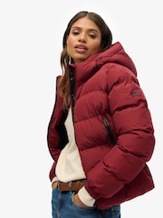 Superdry Red Hooded Sports Puffer Jacket - Image 4 of 6