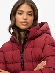 Superdry Red Hooded Sports Puffer Jacket - Image 5 of 6