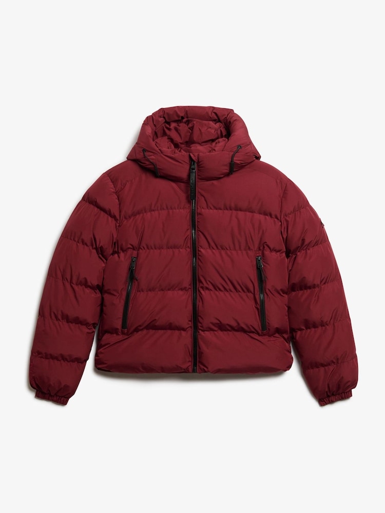 Superdry Red Hooded Sports Puffer Jacket - Image 6 of 6 Superdry Red Hooded Sports Puffer Jacket - Image 6 of 6