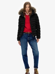 Superdry Black Fuji Faux Fur Hood Padded Jacket - Image 3 of 7